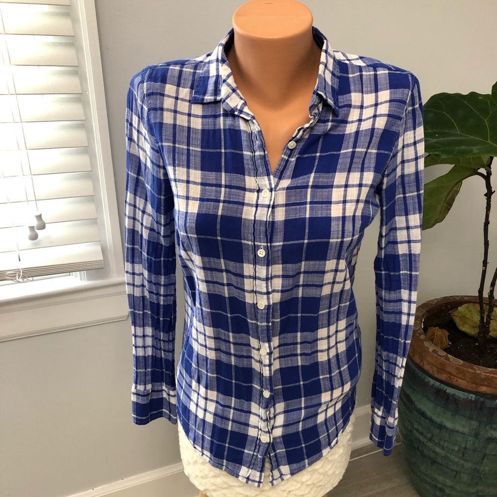 J. Crew perfect shirt size 0 royal blue plaid